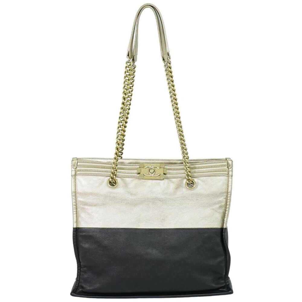 Chanel Boy Shopper Calfskin Gold Leather Tote Bag Bag